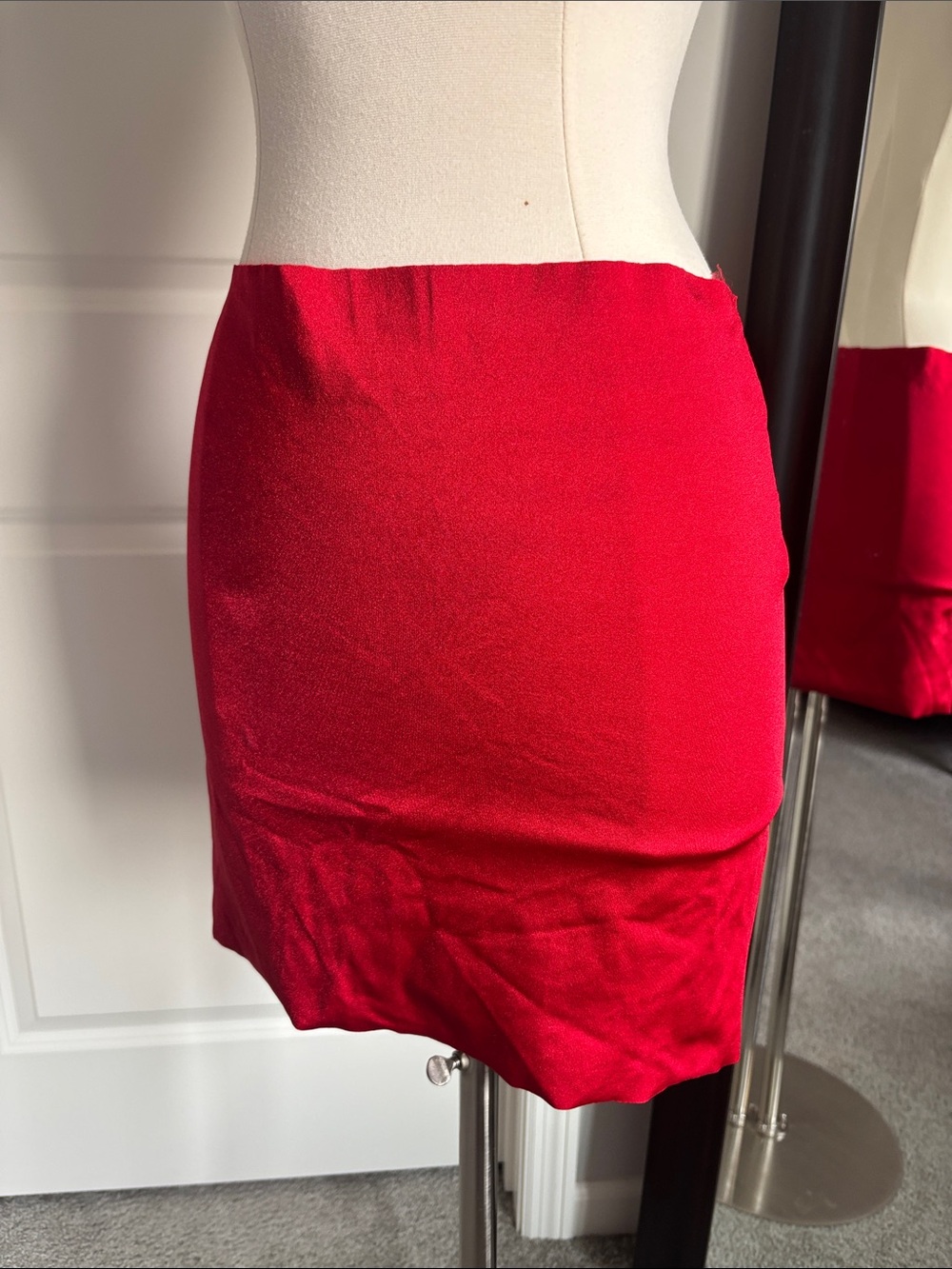 Figure-Flattering Red Mini Skirt